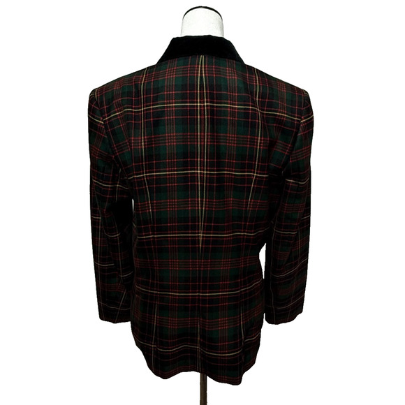 Vintage Pendelton Blazer Womens 10 Wool Black Red Plaid Button Up Career Jacket - Picture 2 of 12